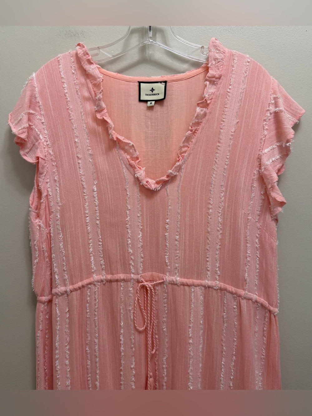 Tuckernuck Peachy Pampelonne Maxi Dress Ruffle Tassel Pink Size M - Picture 5 of 12